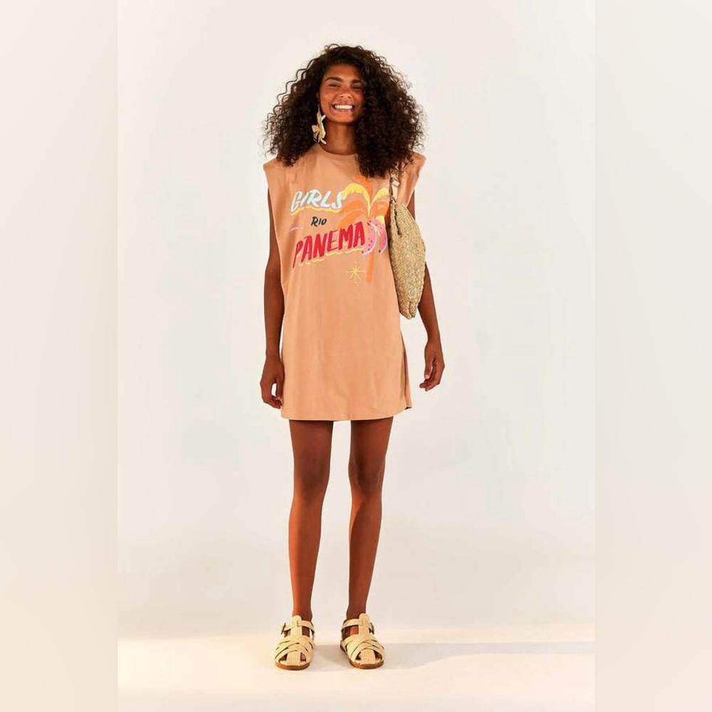 Peach Graphic Women's Dress Farm Rio Girl from Ipanema